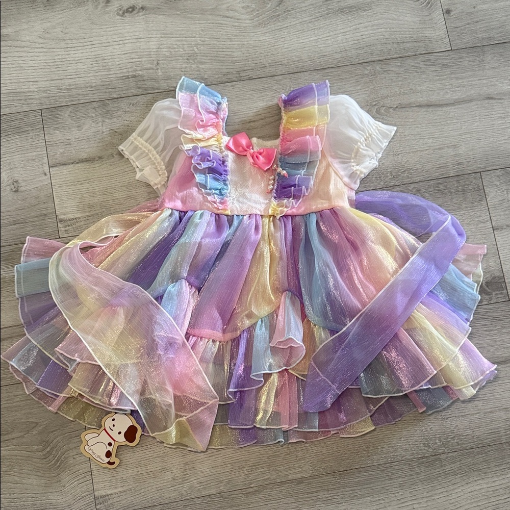 Colorful Ruffled Dress with Bow